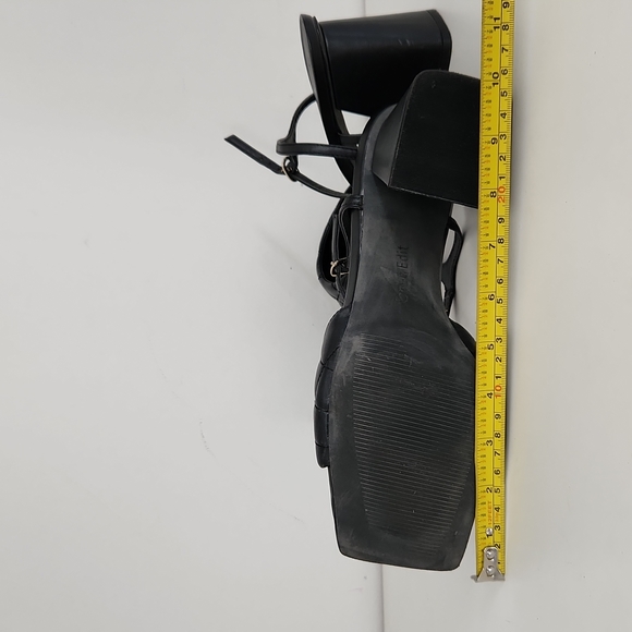 Black Leather Braided Heeled Sandals - Picture 5 of 7